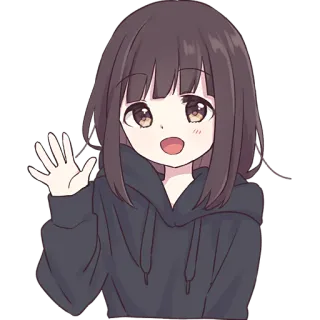 👋 Anime, Cô gái, Hoạt hình, Dễ thương, Lời chào, Vẫy tay, Thân thiện telegram sticker
