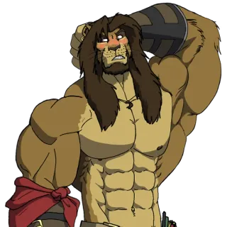 😅 anthro, lion, muscular, furry, bara, male whatsapp sticker