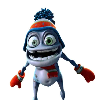 ❄️ Crazy Frog Frosch, Cartoon, Figur, Verrückt, Winter, Mütze, Schal telegram sticker