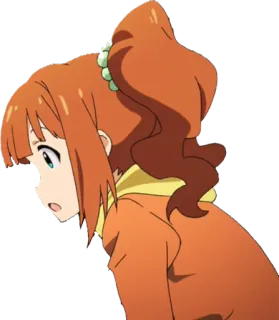 😯 anime, ragazza, capelli arancioni, cartone animato, personaggio, coda di cavallo telegram sticker