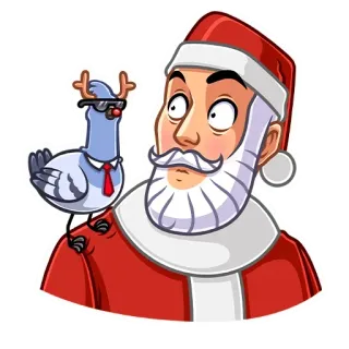😎 Santa Claus 圣诞老人, 圣诞节, 鸽子, 卡通, 节日, 酷, 鸟 telegram sticker