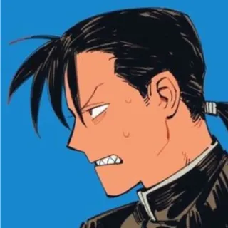 😰 Anime, Mangá, Ilustração, Personagem, Homem, Retrato, Bravo telegram sticker