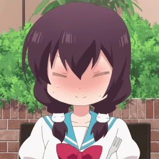 😑 Anime, Kreskówka, Dziewczyna, Jeść, Szczęśliwy, Słodki telegram sticker