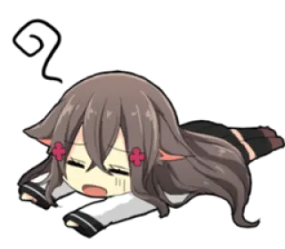 😖 Anime, Chibi, Dễ thương, Buồn ngủ, Mệt mỏi, Nằm telegram sticker