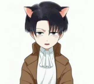 😾 Levi Ackerman Attack on Titan อนิเมะ, หูแมว, แฟนอาร์ต, จิบิ telegram sticker