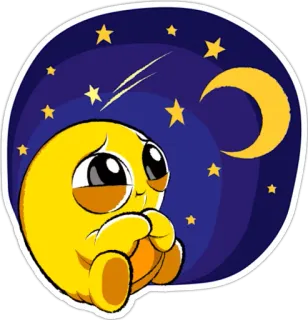 🌙 emoji, carino, giallo, luna, stelle, notte telegram sticker