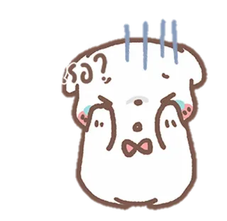 🧺 เหรอ? cartoon, bear, confused, question, cute whatsapp sticker