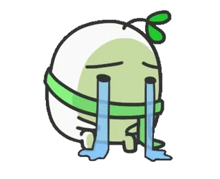 😭 sad, crying, tearful, cartoon, emotion, green whatsapp sticker