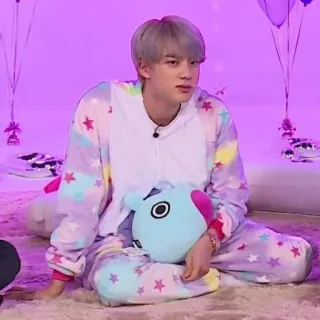 🐹 Jin kpop, bts, idol, pijama, thú nhồi bông, kỳ lân telegram sticker