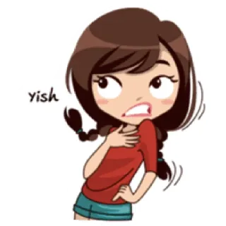 🌻 yish cartoon, girl, expression, worried telegram sticker
