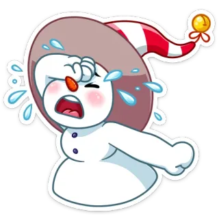😭 muñeco de nieve, llorando, triste, dibujos animados, invierno, nieve, emoticono whatsapp sticker