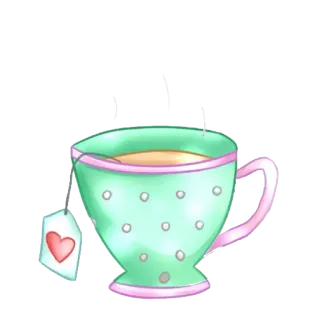 ☕ чай, чайная чашка, напиток, пить, сердце, милый, в горошек telegram sticker