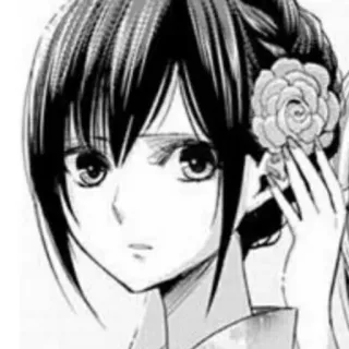 😕 Anime, Manga, Dziewczyna, Kwiat, Portret whatsapp sticker