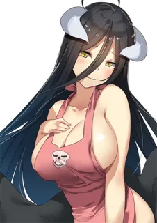 🖤 Albedo Overlord anime, demon, horns, maid outfit, fantasy telegram sticker