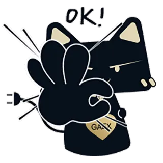 👌 OK! cat, ok hand, cartoon, cute, animal, gesture, black cat telegram sticker