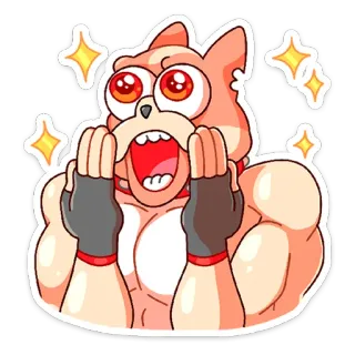 🤩 dessin animé, chat, surprise, animal, autocollant, drôle, excité telegram sticker