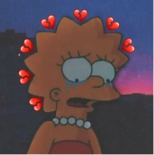 💔 Lisa Simpson The Simpsons Мультфильм, Грустный, Плачущий, Разбитое сердце, Анимация, Лиза Симпсон, Симпсоны, Настроение telegram sticker