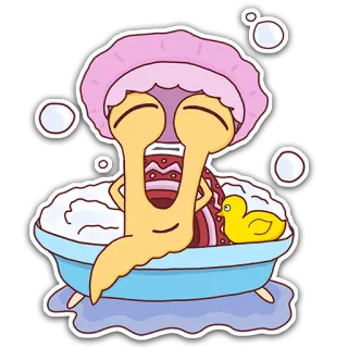 💆 caracol, banho, pato de borracha, touca de banho, bolhas, desenho animado, adesivo telegram sticker