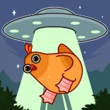 🛸 Alien, OVNI, Frango, Raio, Desenho animado, Engraçado telegram sticker