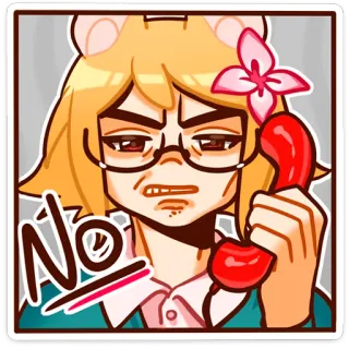 😑 No 漫画, イラスト, 電話, ネガティブ, 表情, キャラクター, いいえ whatsapp sticker