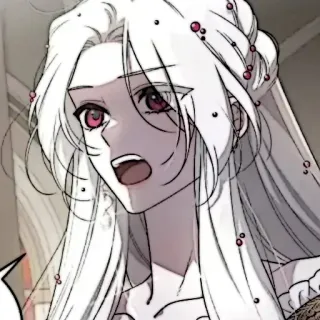🕊 Аниме, Манга, Женщина, Белые Волосы, Красные Глаза, Портрет telegram sticker