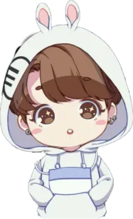 😯 Chibi, Anime, Conejo, Lindo, Kawaii, Dibujos animados telegram sticker