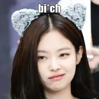 🤔 bi*ch offensive, swear word, cat ears, woman, portrait, sticker telegram sticker
