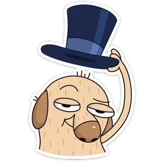 🎩 pies, kreskówka, cylinder, zwierzę, zabawny whatsapp sticker