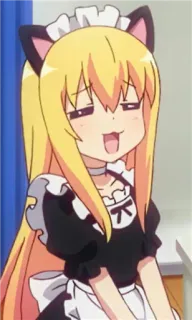 😄 anime, maid, cat ears, cute, blonde, cartoon telegram sticker