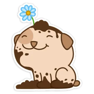 🌼 cachorro, filhote, fofo, flor, sujeira, animal de estimação, animal telegram sticker