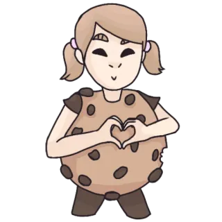 🍪 cookie, girl, cute, heart, love, kawaii, cartoon, dessert telegram sticker