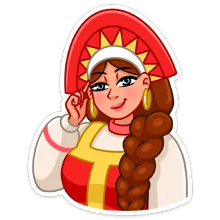 😏 russo, ragazza, kokoshnik, tradizionale, vestito whatsapp sticker