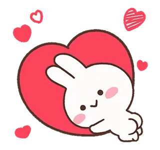 ❤️ thỏ, trái tim, dễ thương, hoạt hình, tình yêu, động vật, kawaii whatsapp sticker
