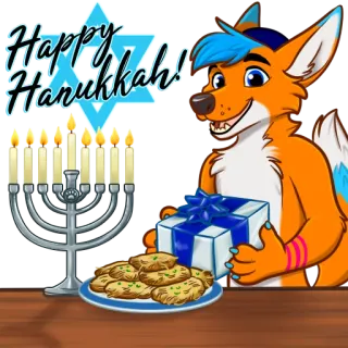 🕎 Happy Hanukkah! Hanoucca, fête, juif, renard, cadeau, ménorah, dreidel whatsapp sticker