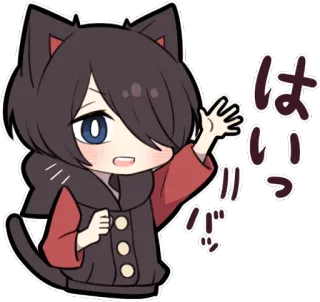 🙂 はい anime, gato, lindo, saludo, kawaii whatsapp sticker
