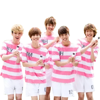 😁 ON grupo, kpop, idol, rosa, camisa listrada, homens, asiático telegram sticker