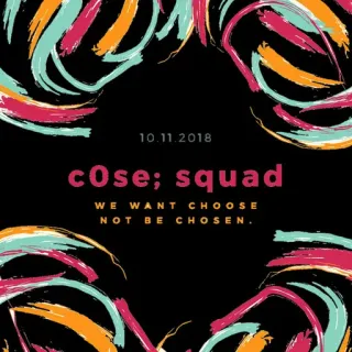 🤟 10.11.2018
c0se; squad
WE WANT CHOOSE
NOT BE CHOSEN. evento, arte, equipe, abstrato, data, frase telegram sticker