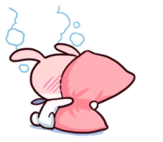 😢 Hase, Umarmung, süß, rosa, Kaninchen, kawaii telegram sticker