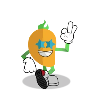🤩 cartoon, character, stars, glasses, walking, happy telegram sticker
