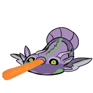 🐡 卡通, 怪物, 胡萝卜, 紫色, 可爱, 搞笑, 食物, 动物 whatsapp sticker