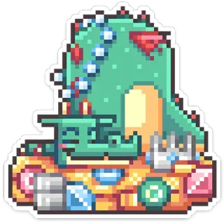 ⭐ pixel art, dragon, fantasy, treasure, pixelated, video game, sticker telegram sticker
