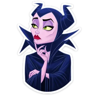 🤔 Maleficent ดิสนีย์, ตัวร้าย, มาเลฟิเซนต์, การ์ตูน, เวทมนตร์, แม่มด telegram sticker