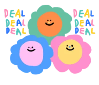😁 DEAL DEAL Blume, lächeln, süß, sticker, farbenfroh, cartoon, positiv, glücklich whatsapp sticker