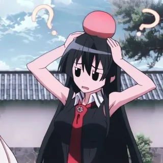 😖 Akame Akame ga Kill! Anime, Dziewczyna, Znak zapytania, Zdezorientowana, Słodkie telegram sticker