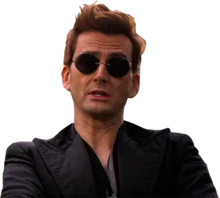 😒 Crowley Good Omens Crowley, Good Omens, David Tennant, Occhiali da sole, Demone telegram sticker