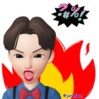 😡 Dibujo animado, Enfadado, Llama, Molesto, Expresión, Avatar telegram sticker