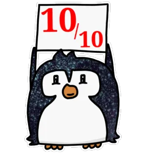 🔟 10/10 pingüino, calificación, 10/10, lindo, animal, pegatina telegram sticker