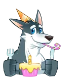 🥳 perro, cumpleaños, pastel, fiesta, dibujos animados, celebración whatsapp sticker