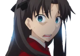 😓 Rin Tohsaka Fate/stay night anime, character, cartoon, girl, rin tohsaka, fate/stay night telegram sticker