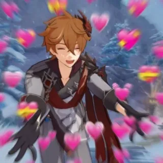 ❤️ Tartaglia Genshin Impact anime, video game, heart, tartaglia, genshin impact, character telegram sticker